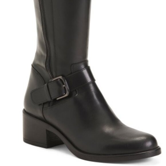 Emanuele Crasto Made In Italy Leather High Shaft Boots with Buckle - Picture 1 of 2